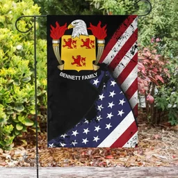 American Bennett Coat of Arms on American Flag U.S. Flag Garden Flag/ House Flag