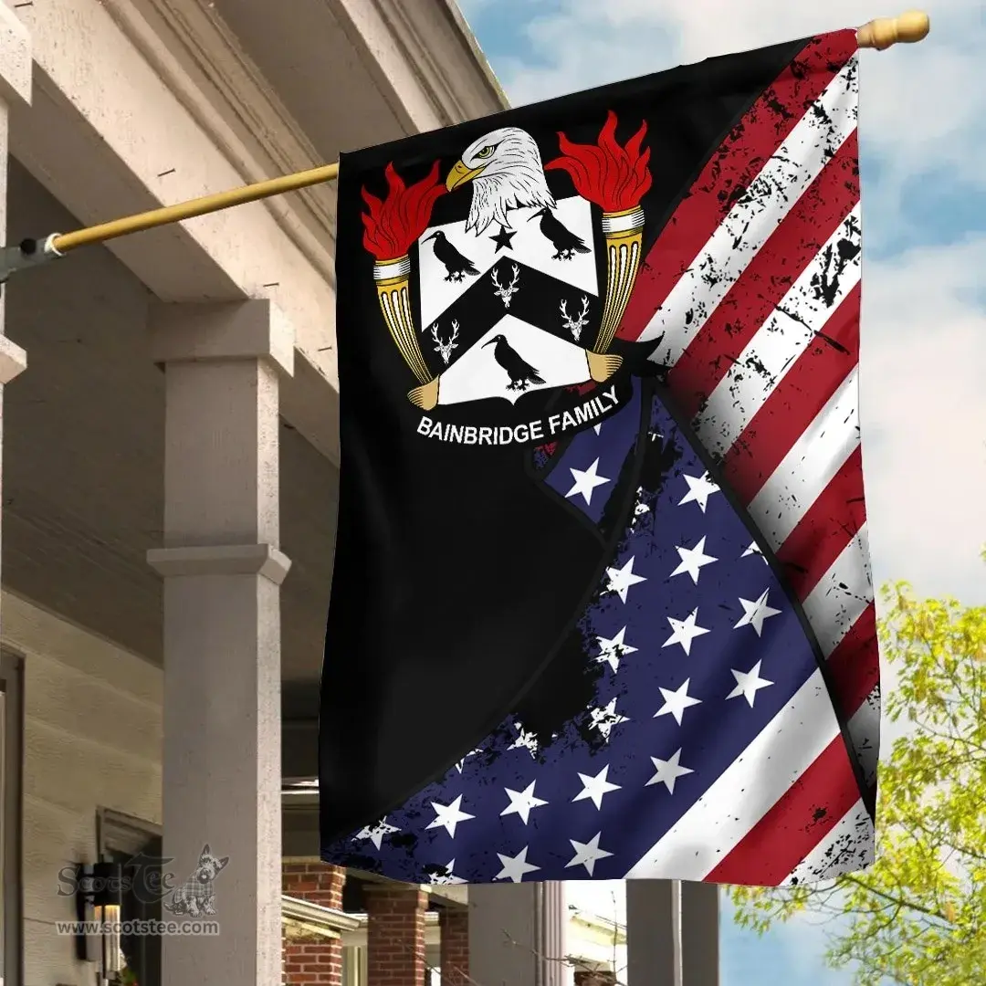 American Bainbridge Coat of Arms on American Flag U.S. Flag Garden Flag/ House Flag