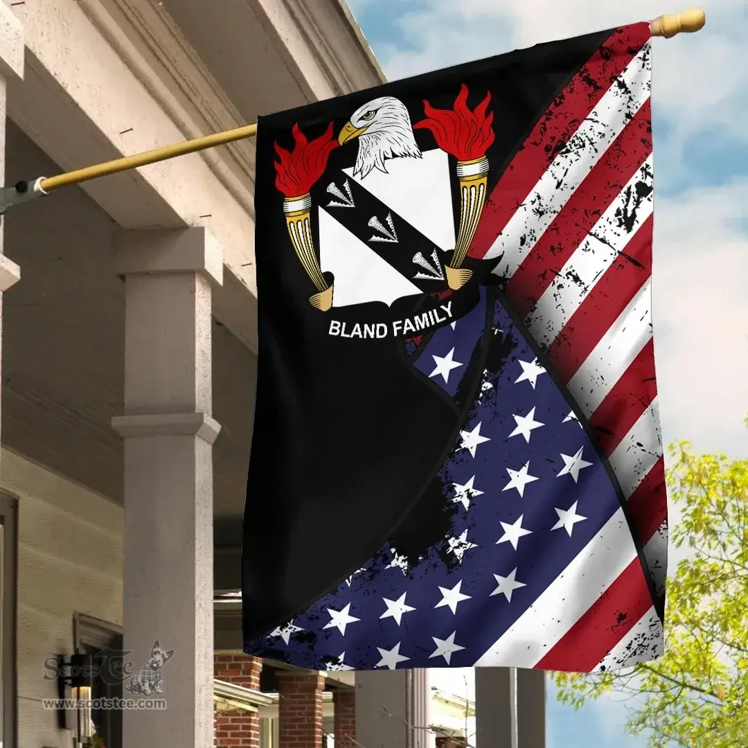 American Bland Coat of Arms on American Flag U.S. Flag Garden Flag/ House Flag