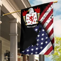 American Brett Coat of Arms on American Flag U.S. Flag Garden Flag/ House Flag