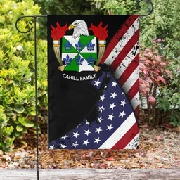 American Cahill Coat of Arms on American Flag U.S. Flag Garden Flag/ House Flag