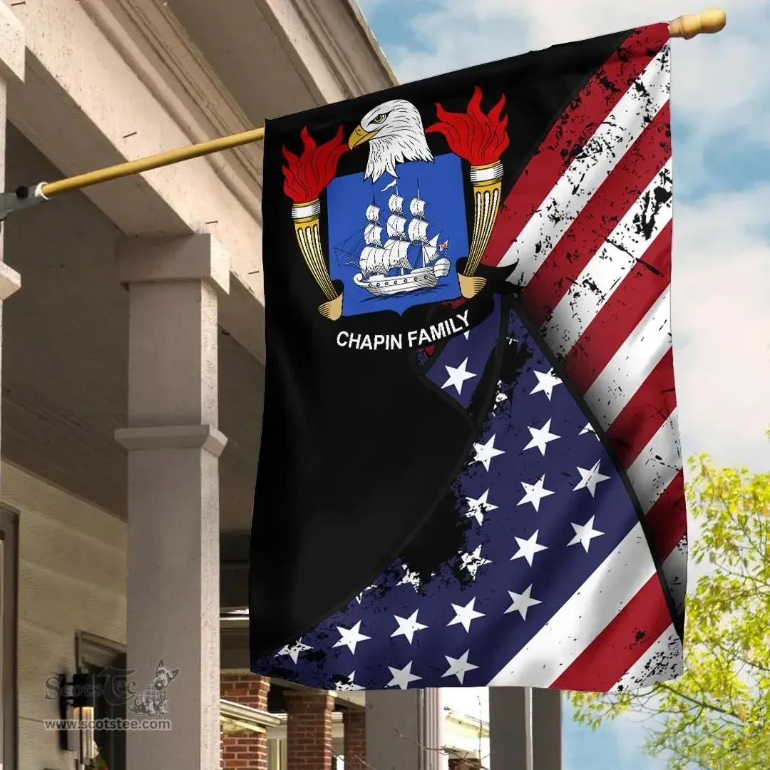 American Chapin Coat of Arms on American Flag U.S. Flag Garden Flag/ House Flag