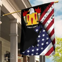 American Cabot Coat of Arms on American Flag U.S. Flag Garden Flag/ House Flag