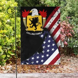 American Collins Coat of Arms on American Flag U.S. Flag Garden Flag/ House Flag