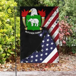 American Butcher Coat of Arms on American Flag U.S. Flag Garden Flag/ House Flag