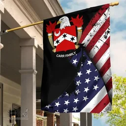 American Carr Coat of Arms on American Flag U.S. Flag Garden Flag/ House Flag