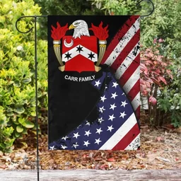 American Carr Coat of Arms on American Flag U.S. Flag Garden Flag/ House Flag
