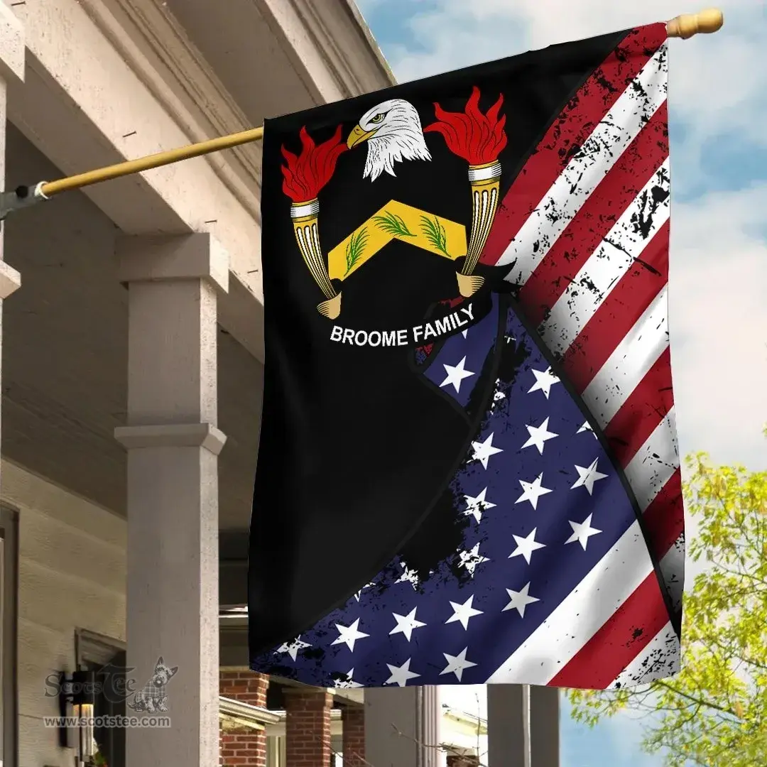 American Broome Coat of Arms on American Flag U.S. Flag Garden Flag/ House Flag