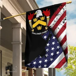 American Chaloner Coat of Arms on American Flag U.S. Flag Garden Flag/ House Flag
