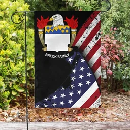 American Breck Coat of Arms on American Flag U.S. Flag Garden Flag/ House Flag