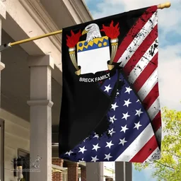 American Breck Coat of Arms on American Flag U.S. Flag Garden Flag/ House Flag
