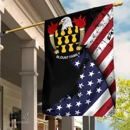 American Blount Coat of Arms on American Flag U.S. Flag Garden Flag/ House Flag