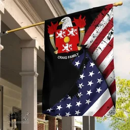 American Craig Coat of Arms on American Flag U.S. Flag Garden Flag/ House Flag