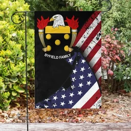 American Byfield Coat of Arms on American Flag U.S. Flag Garden Flag/ House Flag
