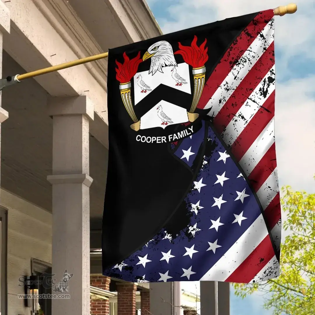American Cooper Coat of Arms on American Flag U.S. Flag Garden Flag/ House Flag