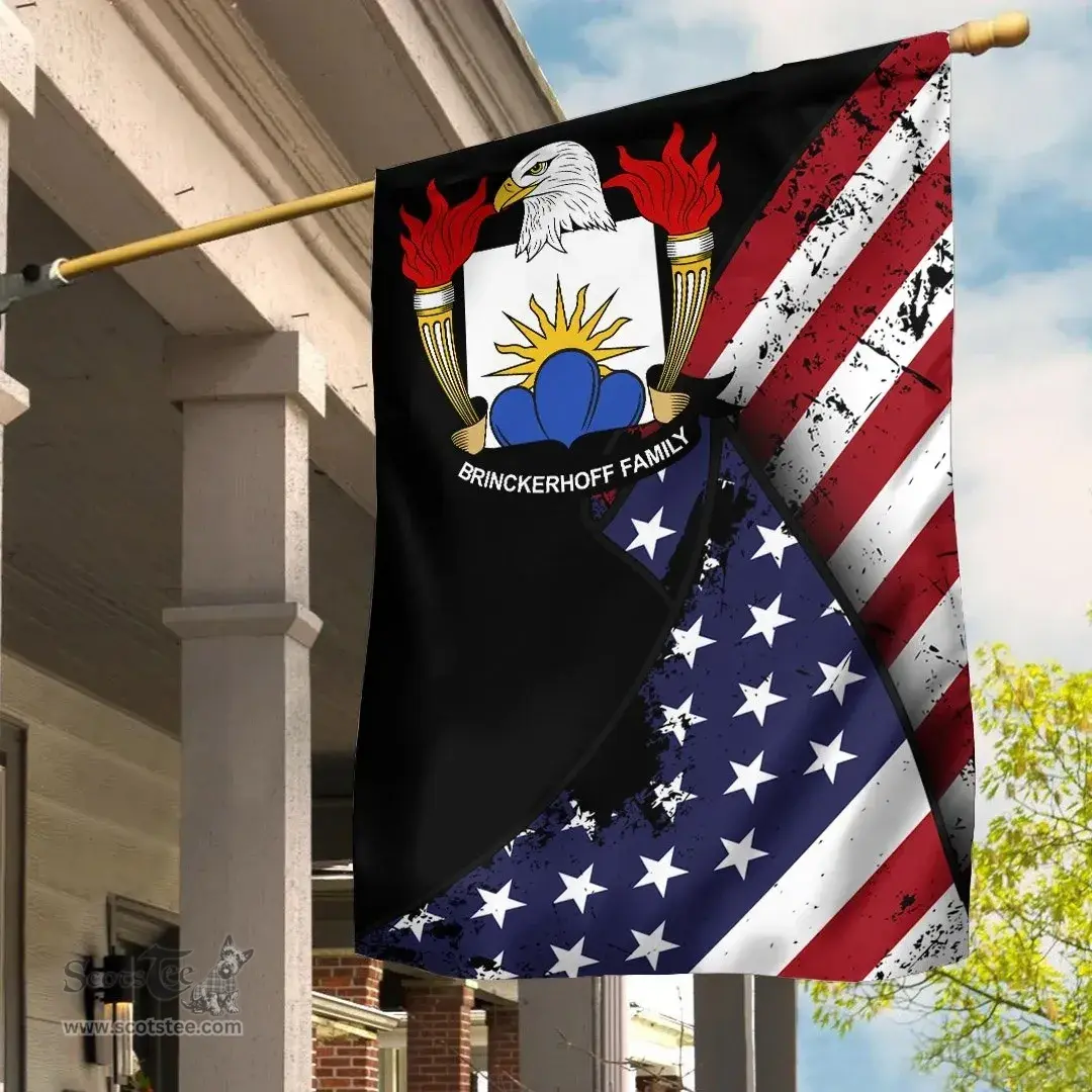 American Brinckerhoff Coat of Arms on American Flag U.S. Flag Garden Flag/ House Flag