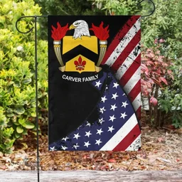 American Carver Coat of Arms on American Flag U.S. Flag Garden Flag/ House Flag