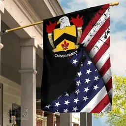 American Carver Coat of Arms on American Flag U.S. Flag Garden Flag/ House Flag
