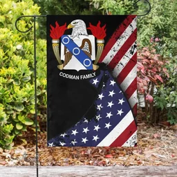 American Codman Coat of Arms on American Flag U.S. Flag Garden Flag/ House Flag