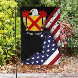 American Burrill Coat of Arms on American Flag U.S. Flag Garden Flag/ House Flag