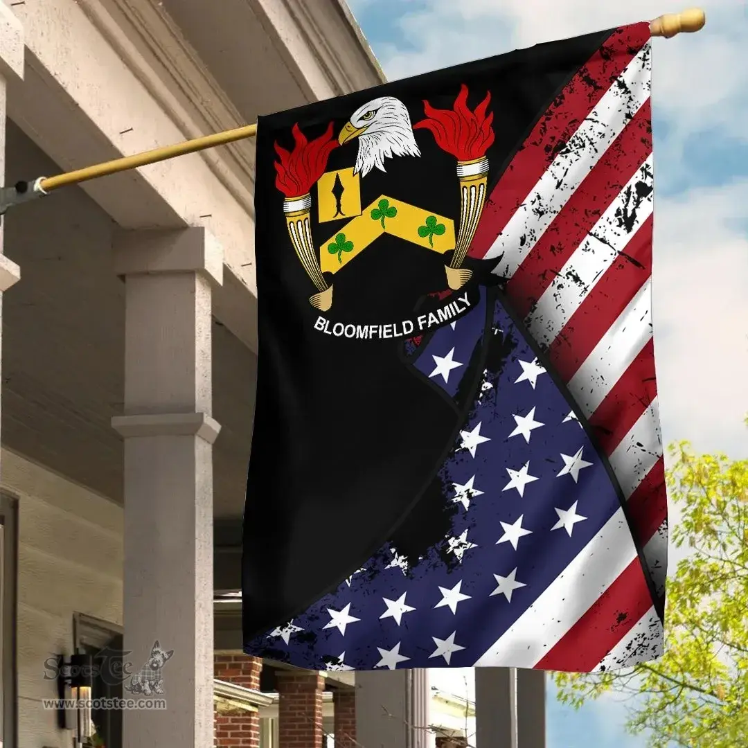 American Bloomfield Coat of Arms on American Flag U.S. Flag Garden Flag/ House Flag