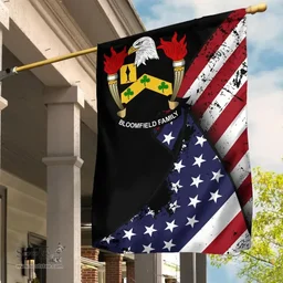 American Bloomfield Coat of Arms on American Flag U.S. Flag Garden Flag/ House Flag