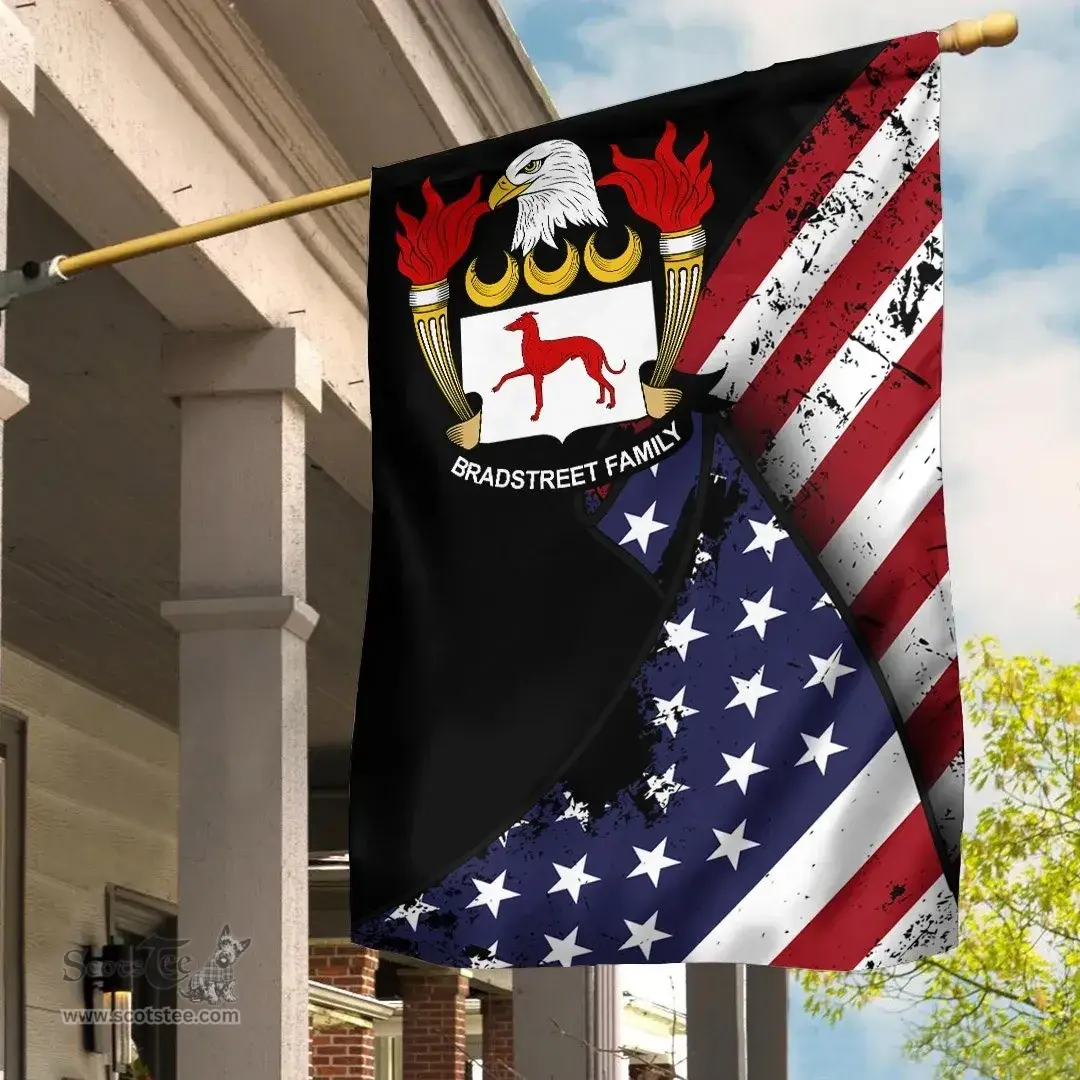 American Bradstreet Coat of Arms on American Flag U.S. Flag Garden Flag/ House Flag