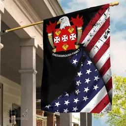American Cheesebrough Coat of Arms on American Flag U.S. Flag Garden Flag/ House Flag