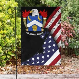 American Caldwell Coat of Arms on American Flag U.S. Flag Garden Flag/ House Flag