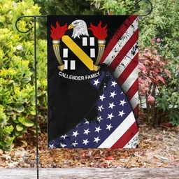 American Callender Coat of Arms on American Flag U.S. Flag Garden Flag/ House Flag