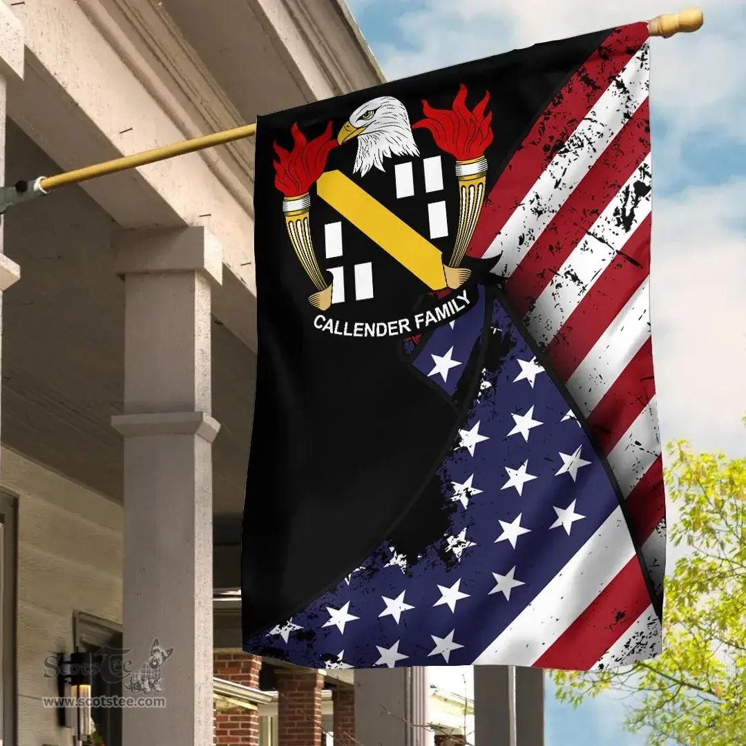 American Callender Coat of Arms on American Flag U.S. Flag Garden Flag/ House Flag