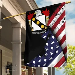 American Burden Coat of Arms on American Flag U.S. Flag Garden Flag/ House Flag