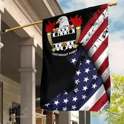 American Cartwright Coat of Arms on American Flag U.S. Flag Garden Flag/ House Flag