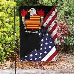 American Briggs Coat of Arms on American Flag U.S. Flag Garden Flag/ House Flag