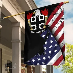 American Clayton Coat of Arms on American Flag U.S. Flag Garden Flag/ House Flag