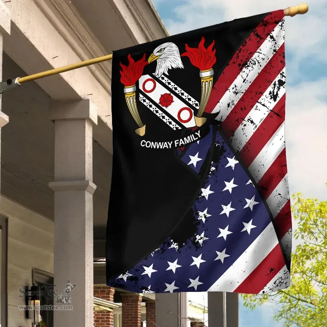 American Conway Coat of Arms on American Flag U.S. Flag Garden Flag/ House Flag