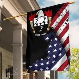 American Bude Coat of Arms on American Flag U.S. Flag Garden Flag/ House Flag