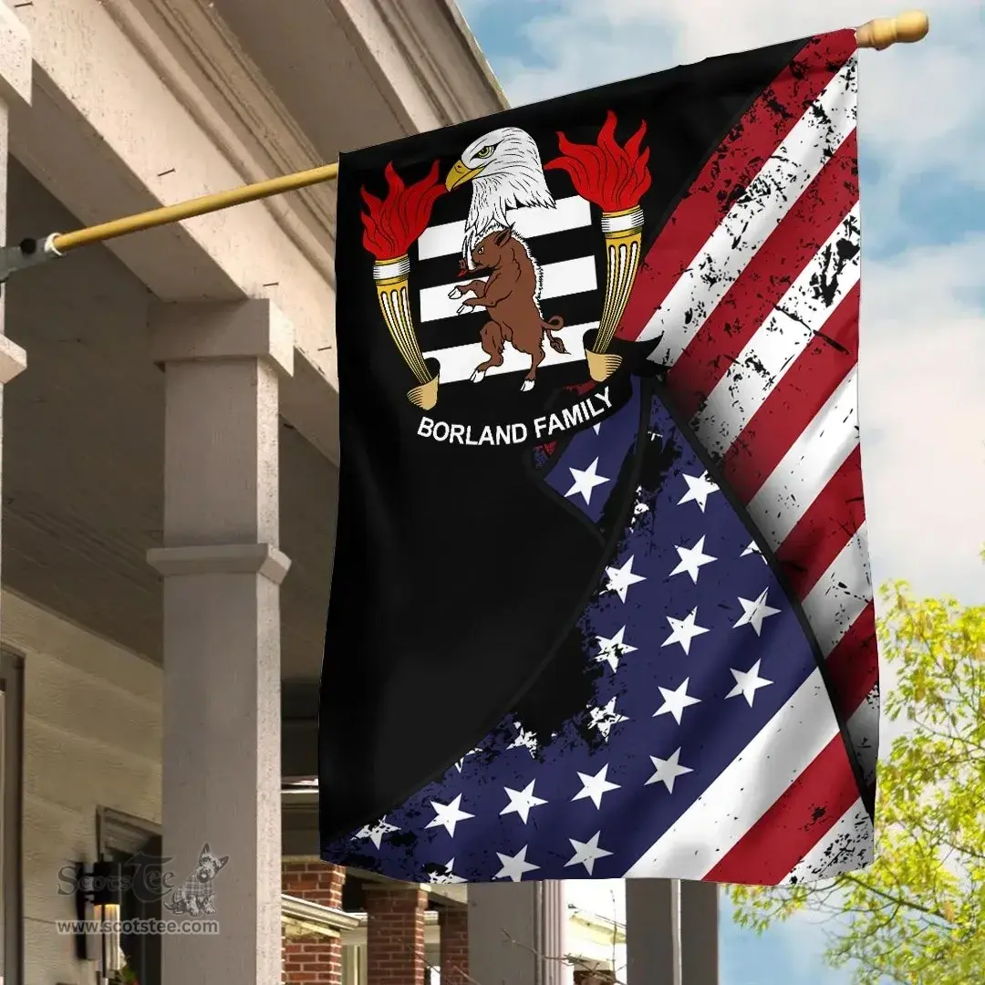 American Borland Coat of Arms on American Flag U.S. Flag Garden Flag/ House Flag