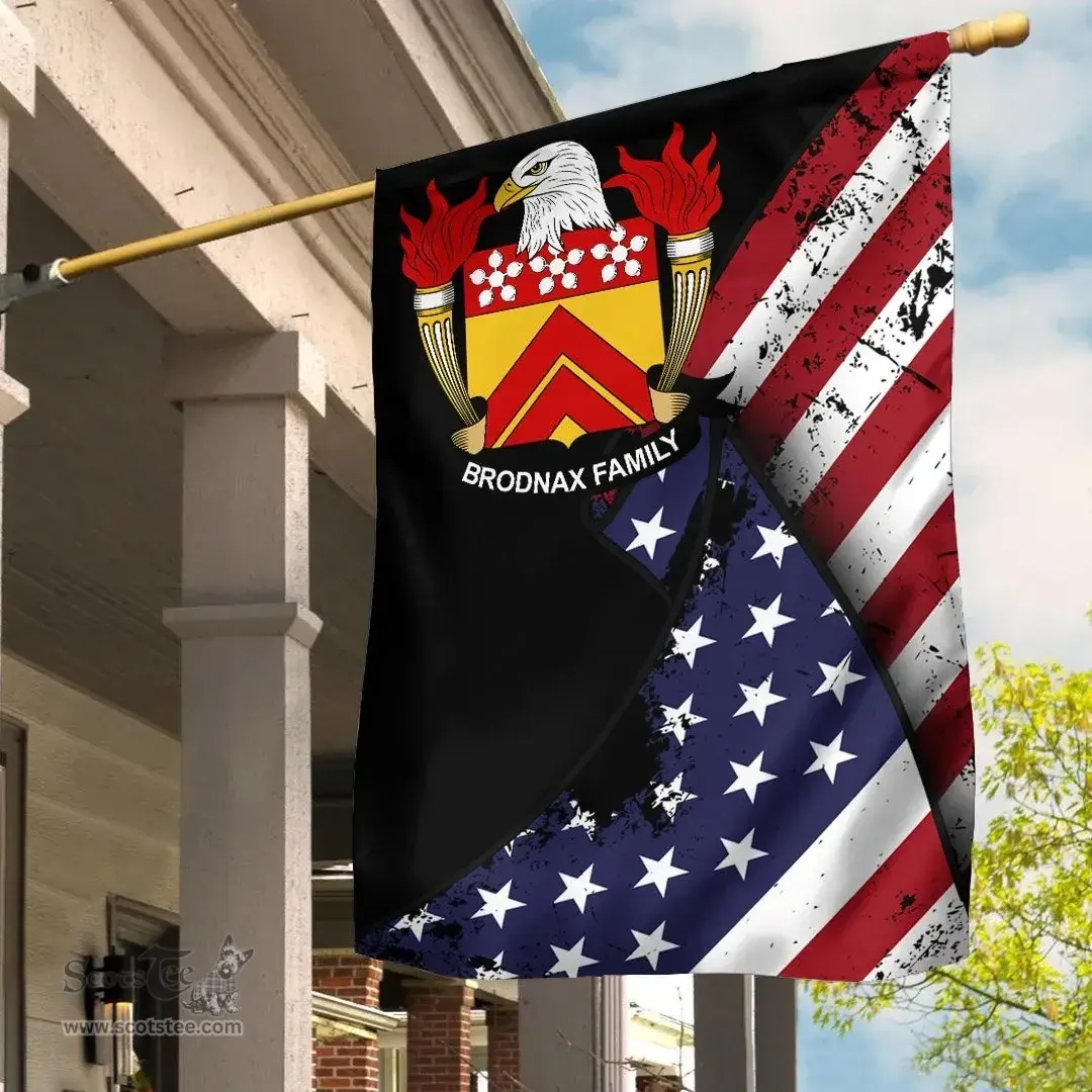 American Brodnax Coat of Arms on American Flag U.S. Flag Garden Flag/ House Flag