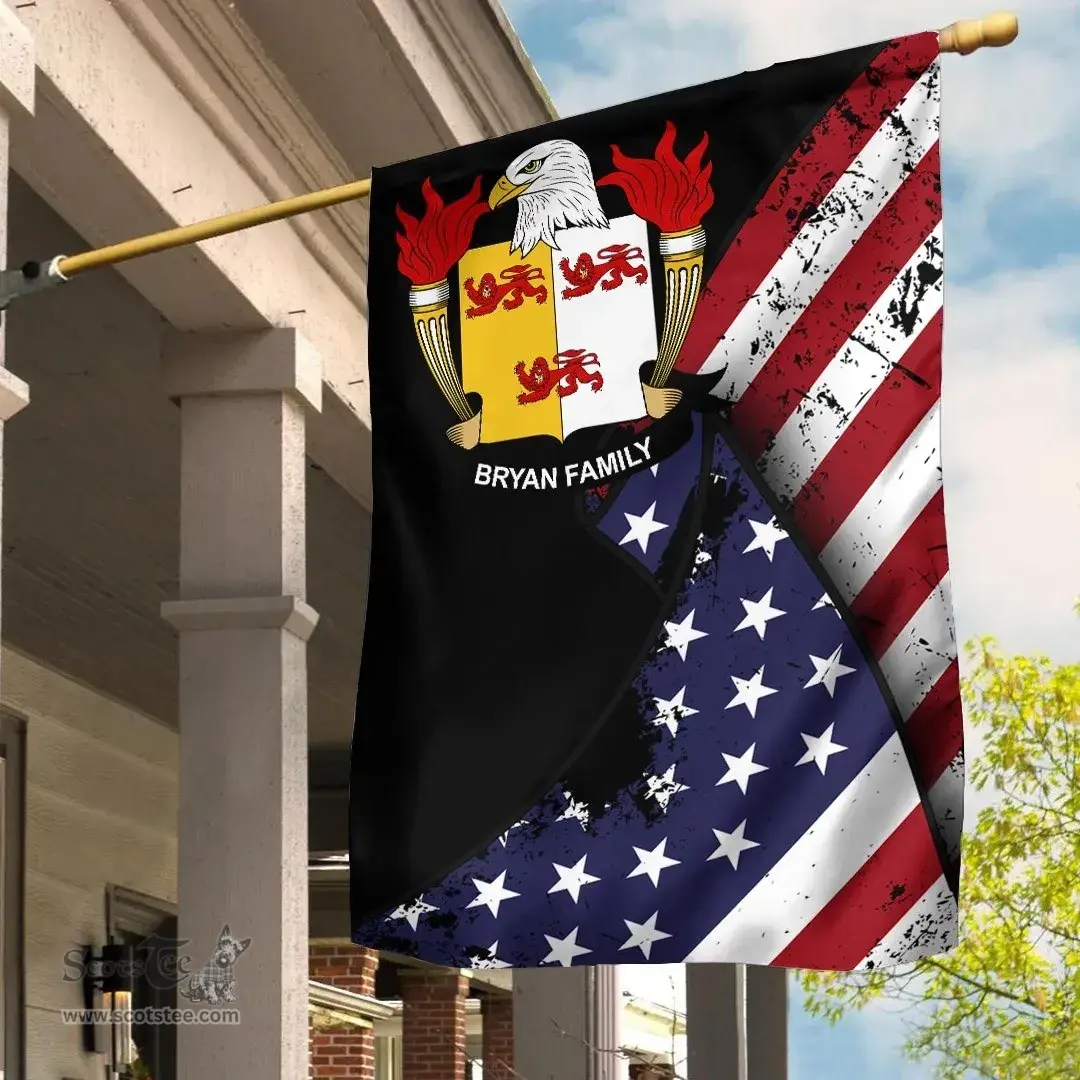American Bryan Coat of Arms on American Flag U.S. Flag Garden Flag/ House Flag