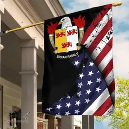 American Bryan Coat of Arms on American Flag U.S. Flag Garden Flag/ House Flag