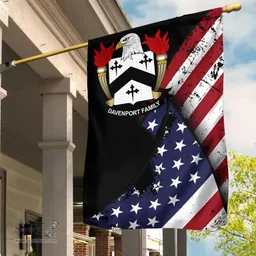American Davenport Coat of Arms on American Flag U.S. Flag Garden Flag/ House Flag