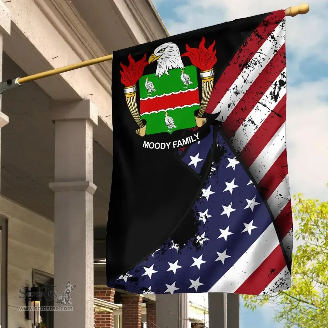 American Moody Coat of Arms on American Flag U.S. Flag Garden Flag/ House Flag
