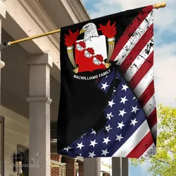 American MacWilliams Coat of Arms on American Flag U.S. Flag Garden Flag/ House Flag
