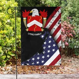 American Lydig Coat of Arms on American Flag U.S. Flag Garden Flag/ House Flag