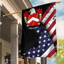 American Lydig Coat of Arms on American Flag U.S. Flag Garden Flag/ House Flag
