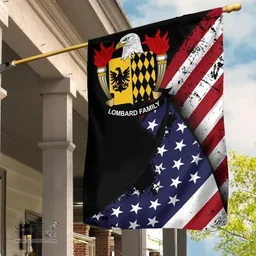 American Lombard Coat of Arms on American Flag U.S. Flag Garden Flag/ House Flag