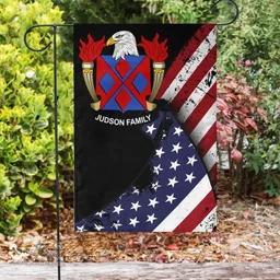 American Judson Coat of Arms on American Flag U.S. Flag Garden Flag/ House Flag
