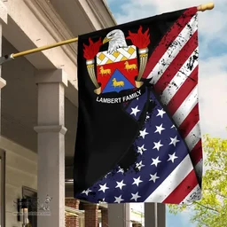American Lambert Coat of Arms on American Flag U.S. Flag Garden Flag/ House Flag