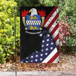 American Dickinson Coat of Arms on American Flag U.S. Flag Garden Flag/ House Flag